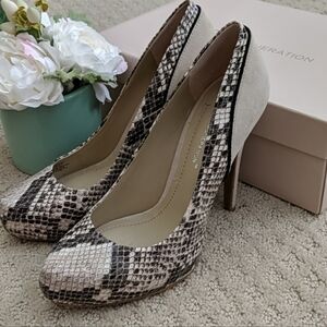 BCBGeneration Snake Skin Suede Pumps